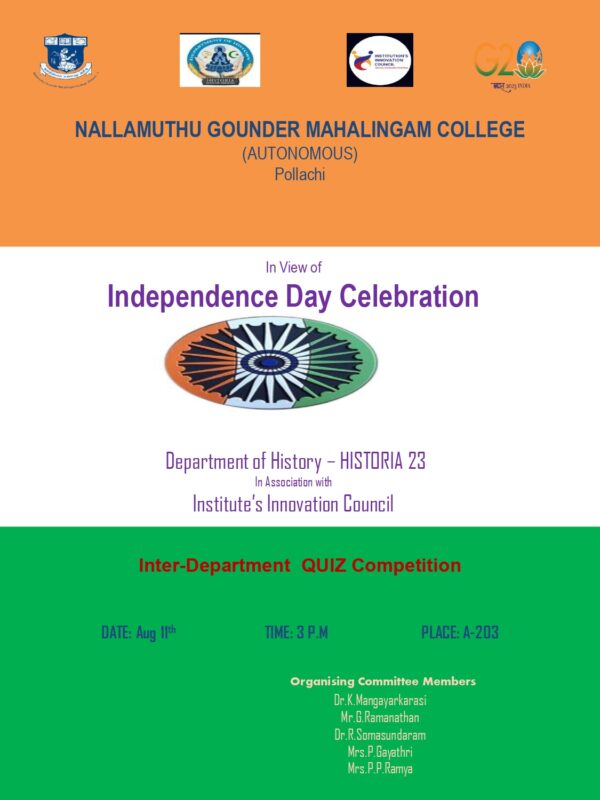 Inter department quiz competition in views of Independence Day