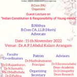 Guest lecture program on Indian Constitution and Responsibility of Young Minds