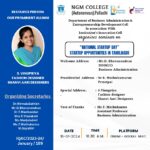 Department of Business Administration & Entrepreneurship Development Cell In association With Institution’s Innovation Cell OUR PROMINENT ALUMNI IQAC/2023-24/ January / 199 organises seminar on“NATIONAL STARTUP DAY” STARTUP OPPORTUNITIES IN TAMILNADU