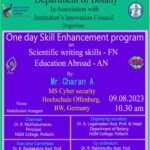 One Day Skill Enhancement Program on “Scientific Writing Skills and Education Abroad”