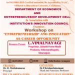 Department of Economics & EDC- Workshop on “Entrepreneurship and Innovation as career Opportunity”